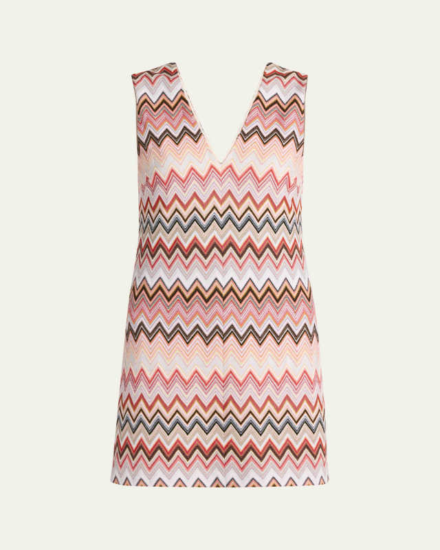 Chevron Sleeveless Mini Shift Dress